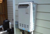 Can you use an electrical cord and plug for an exterior tankless gas water heater?