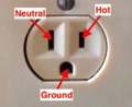 Should the ground slot of a receptacle outlet be on the top or bottom?