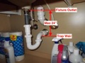 What is the minimum and maximum distance a P-trap can be below a sink?